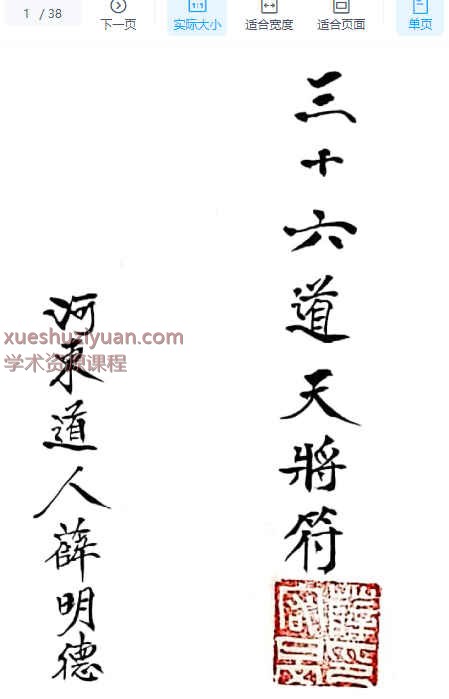 道家符咒书籍《三十六道天将符》清微薛明德手稿38页Y插图