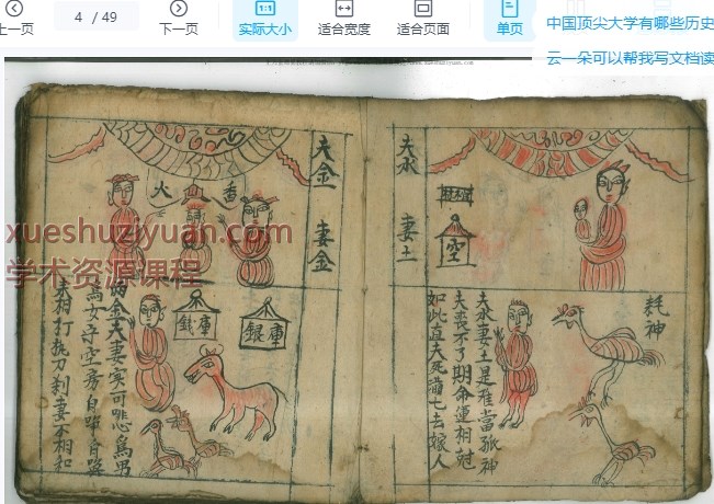清代古籍合婚八字彩绘手抄本98页Y插图1